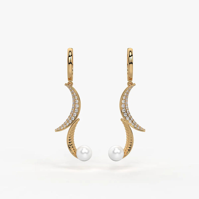 Luna Pearl Crescent Drop Earrings