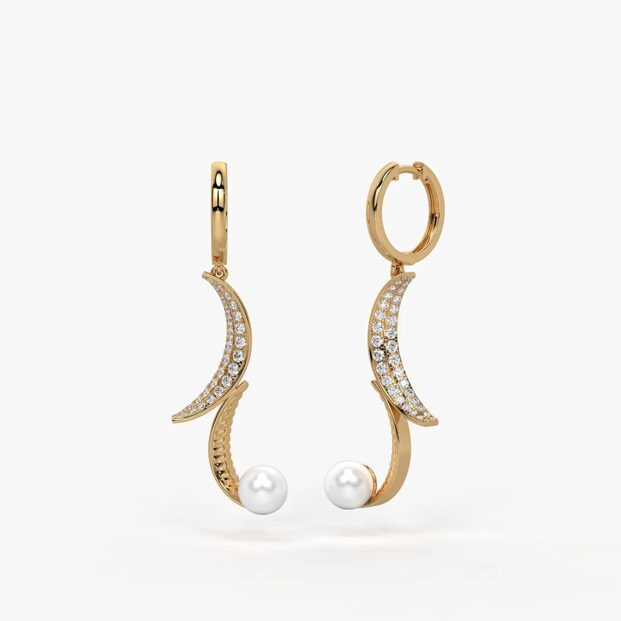 Luna Pearl Crescent Drop Earrings