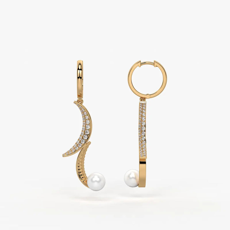 Luna Pearl Crescent Drop Earrings