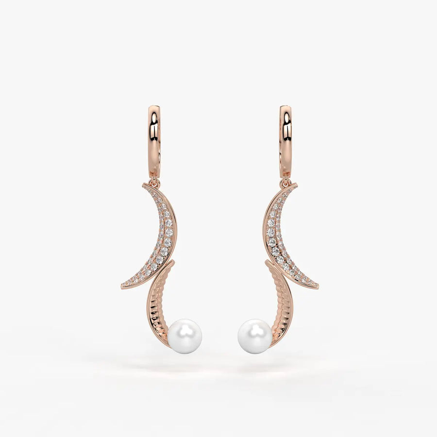 Luna Pearl Crescent Drop Earrings