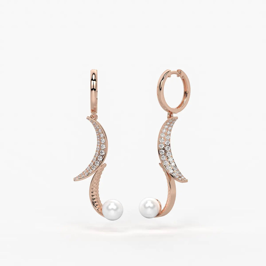 Luna Pearl Crescent Drop Earrings