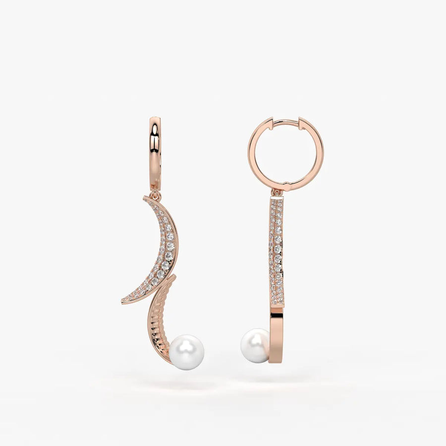 Luna Pearl Crescent Drop Earrings