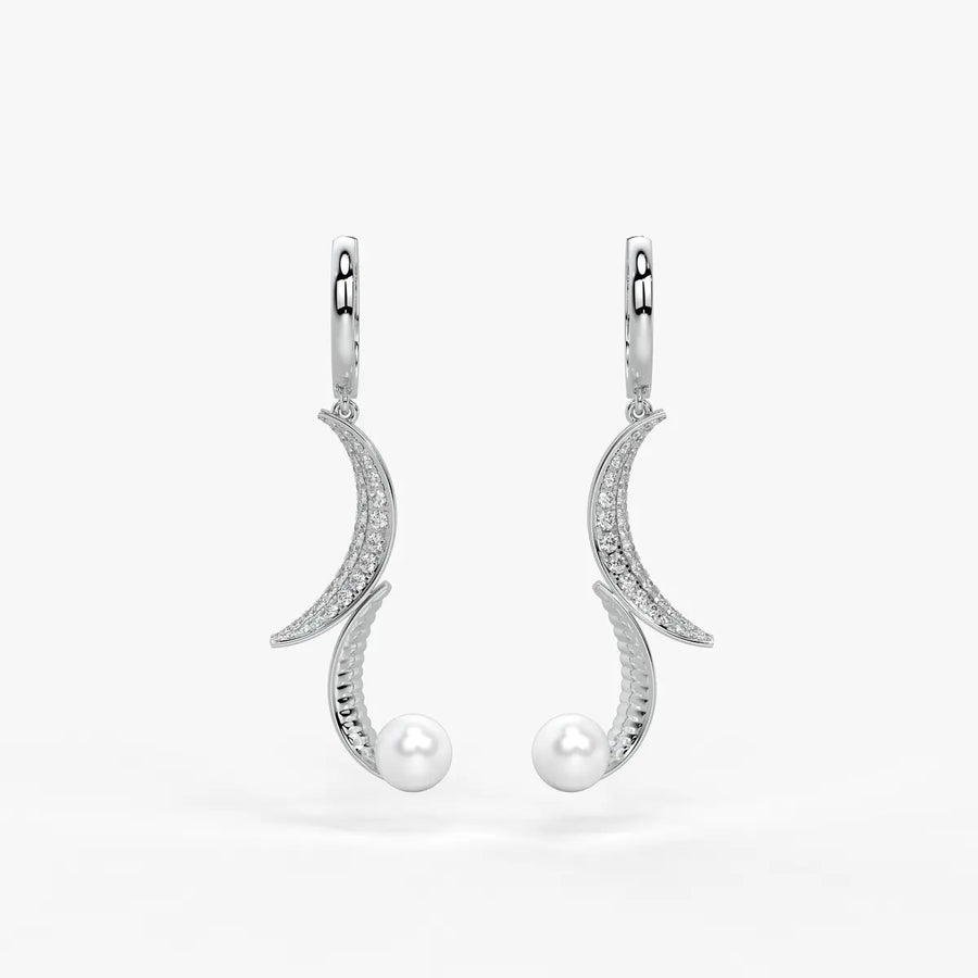 Luna Pearl Crescent Drop Earrings