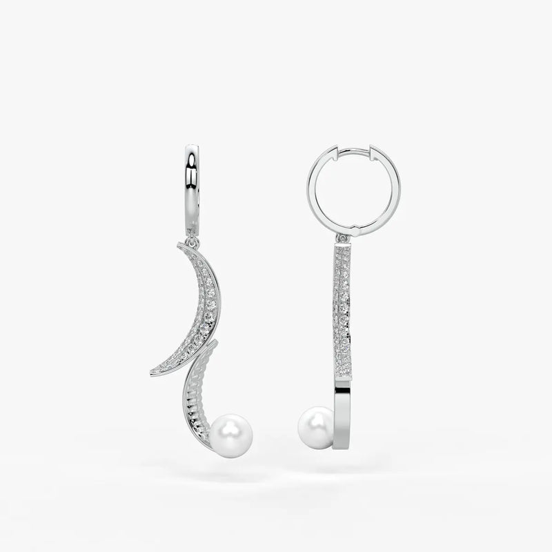 Luna Pearl Crescent Drop Earrings
