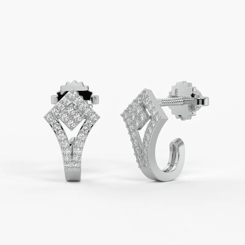 Kitevera Round Diamond Geometric Earrings