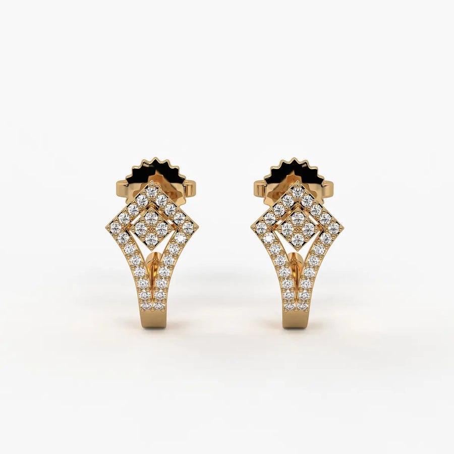 Kitevera Round Diamond Geometric Earrings