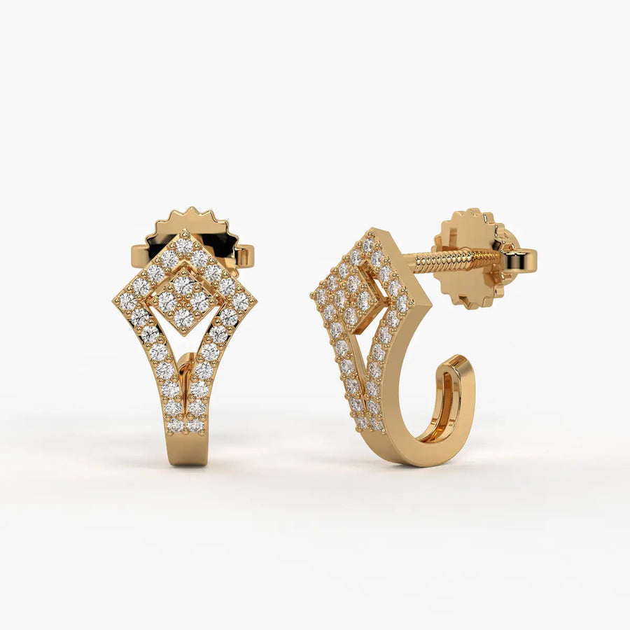 Kitevera Round Diamond Geometric Earrings