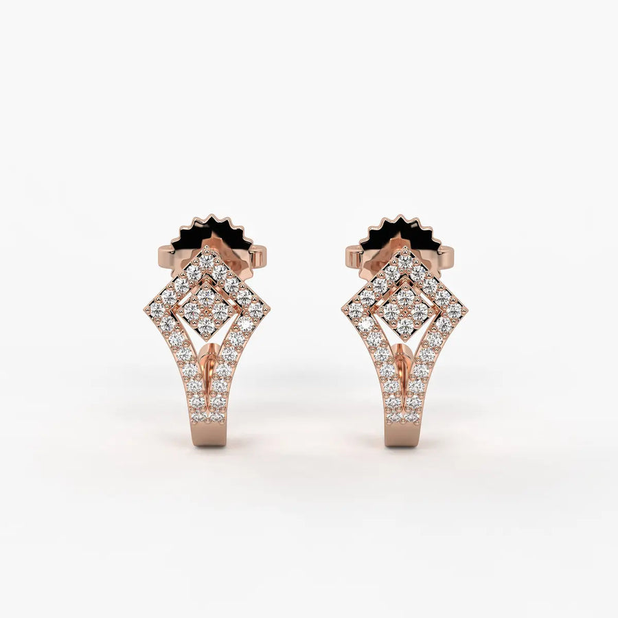 Kitevera Round Diamond Geometric Earrings