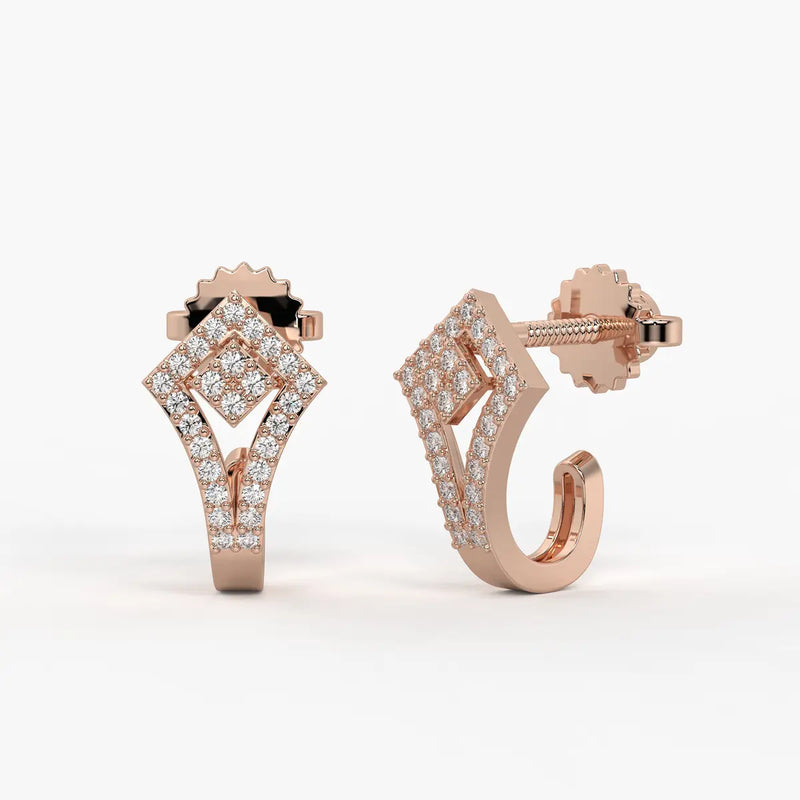 Kitevera Round Diamond Geometric Earrings