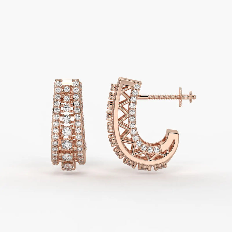 Trielle Cascade Round Diamond Earrings