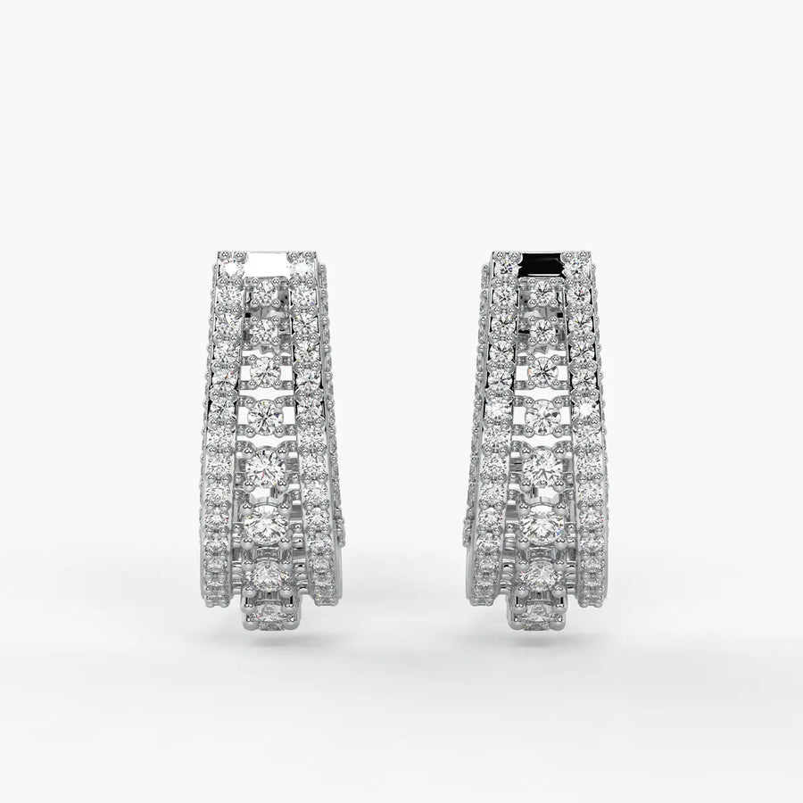 Trielle Cascade Round Diamond Earrings