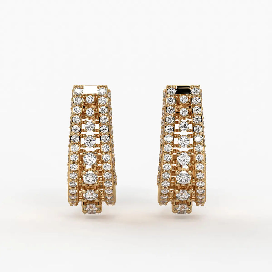 Trielle Cascade Round Diamond Earrings