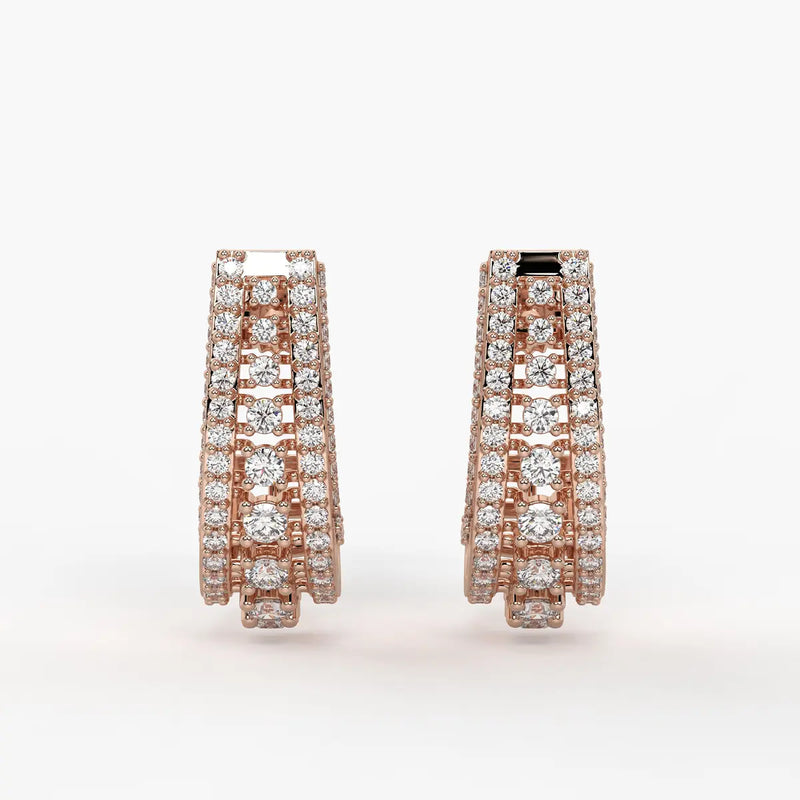Trielle Cascade Round Diamond Earrings
