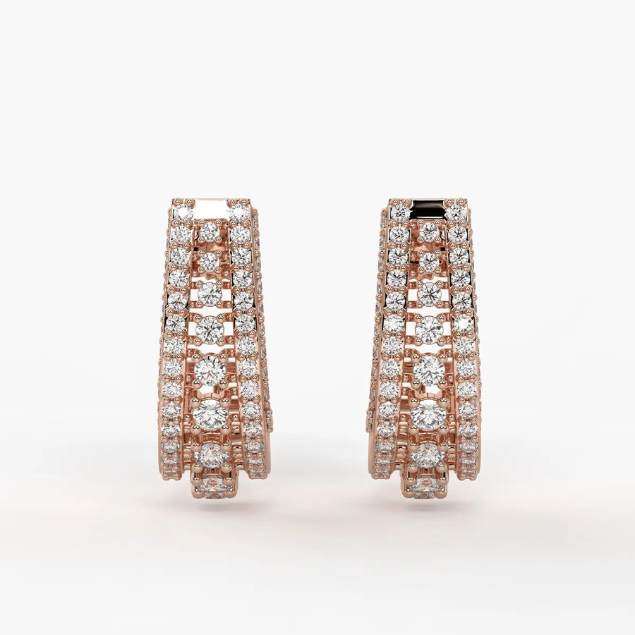 Trielle Cascade Round Diamond Earrings
