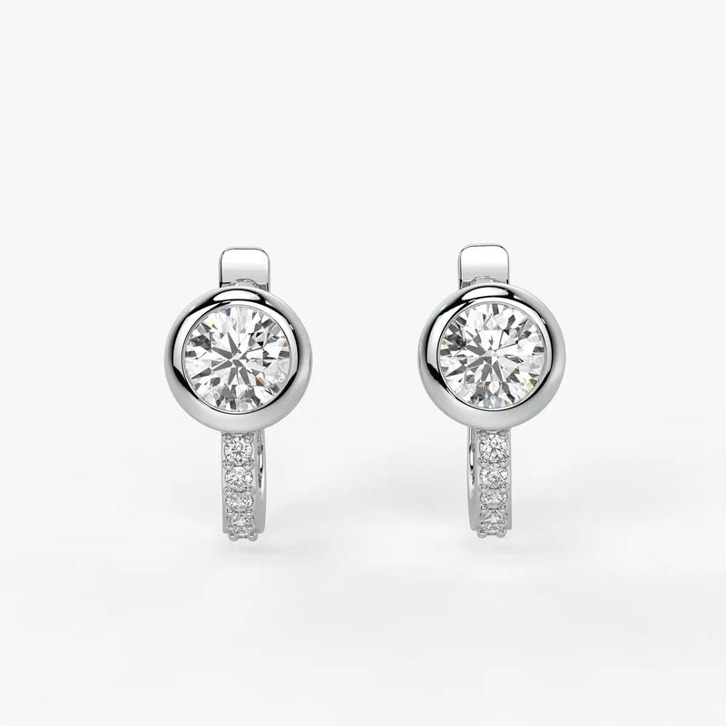 Solmira Bezel Round Diamond Hoop Earrings