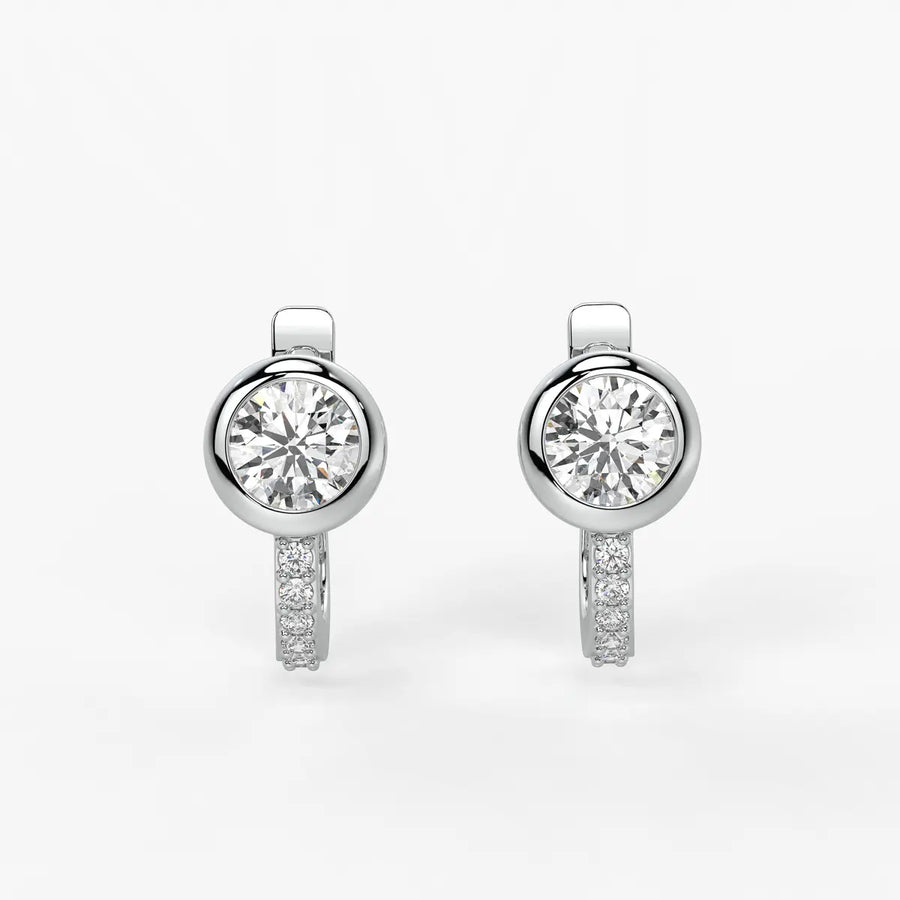 Solmira Bezel Round Diamond Hoop Earrings
