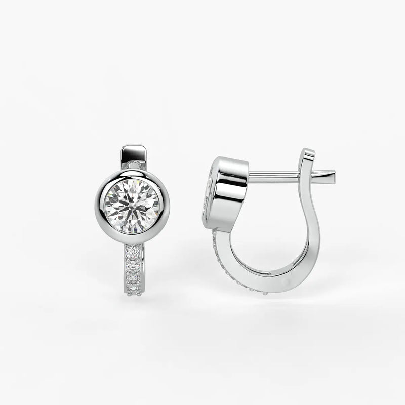 Solmira Bezel Round Diamond Hoop Earrings