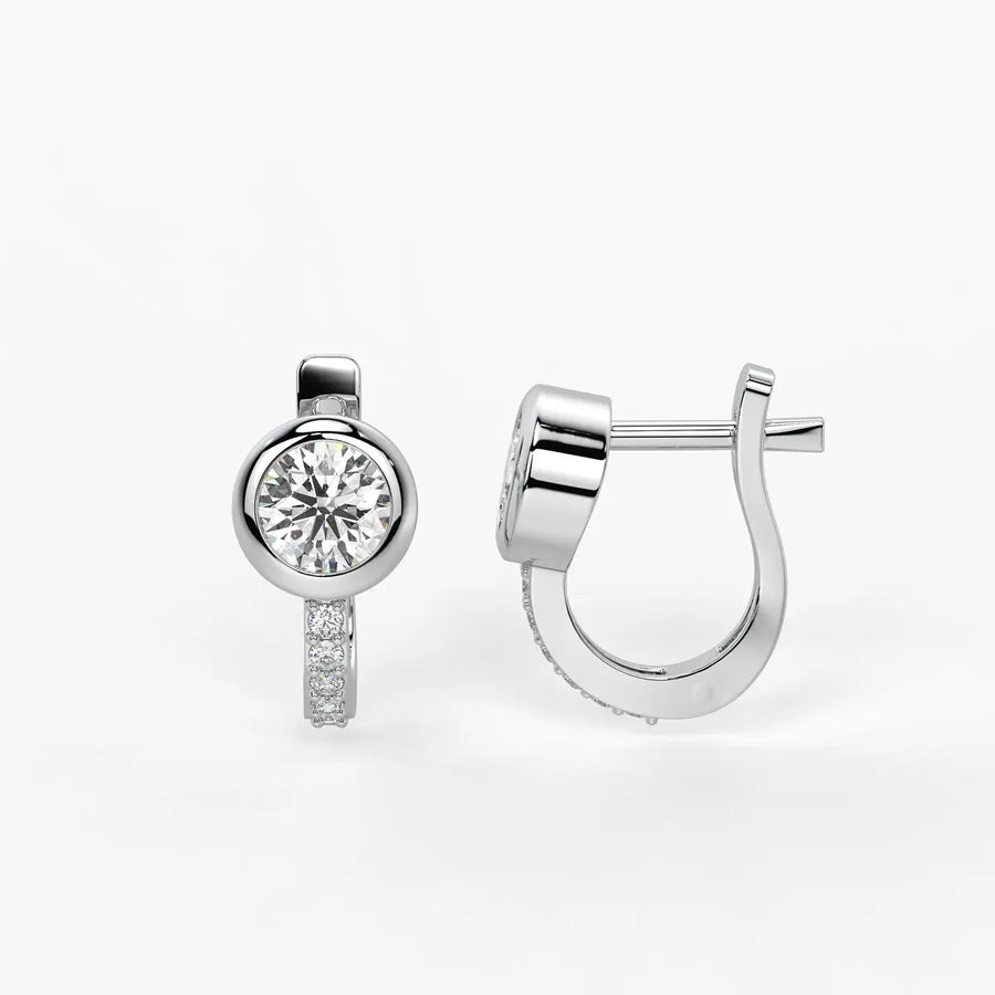 Solmira Bezel Round Diamond Hoop Earrings