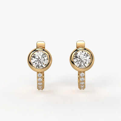 Solmira Bezel Round Diamond Hoop Earrings
