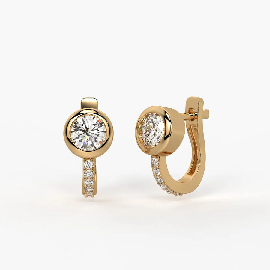 Solmira Bezel Round Diamond Hoop Earrings