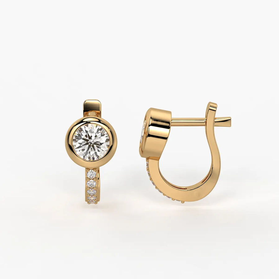 Solmira Bezel Round Diamond Hoop Earrings