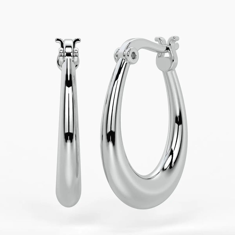 Elongated Oval Hoop Earrings