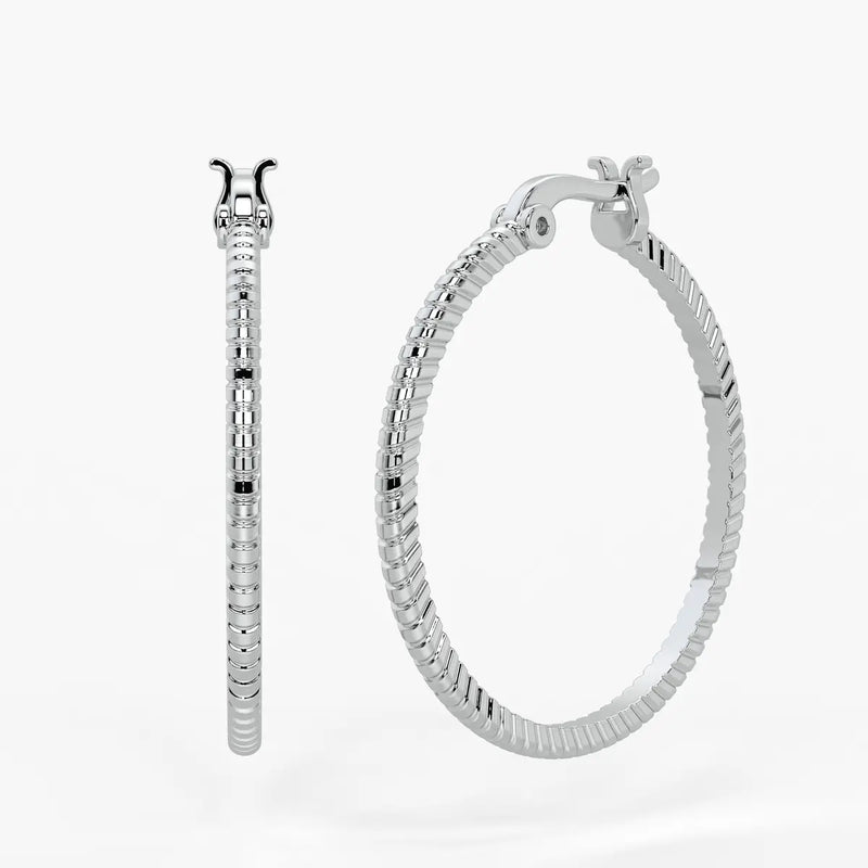Ribbed Circle Hoop Earrings