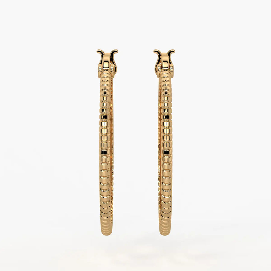 Ribbed Circle Hoop Earrings