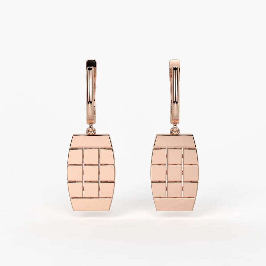 Tressel Grid Drop Hoop Earrings