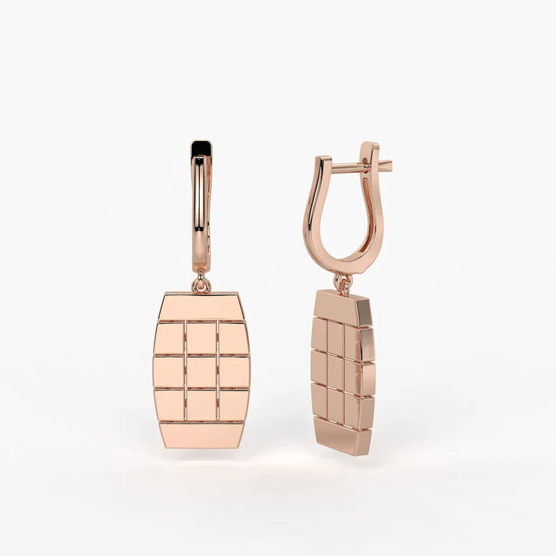 Tressel Grid Drop Hoop Earrings