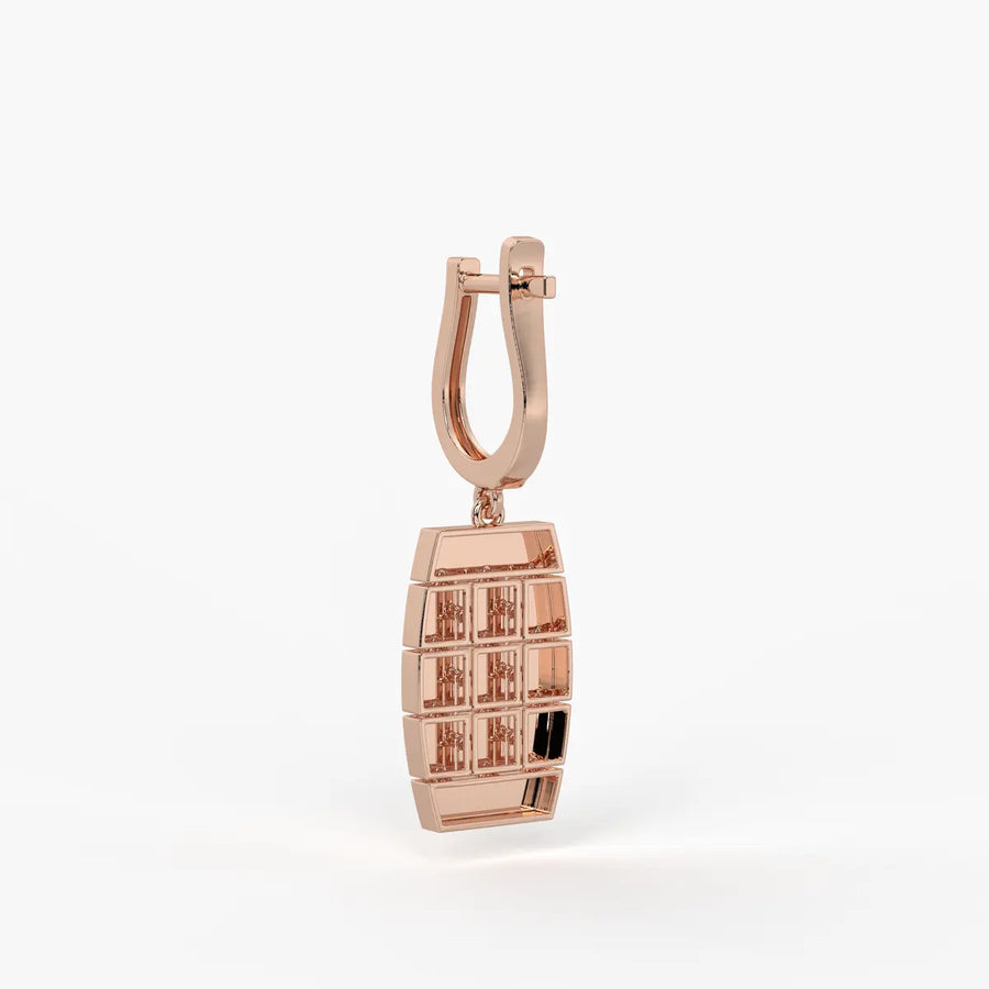 Tressel Grid Drop Hoop Earrings