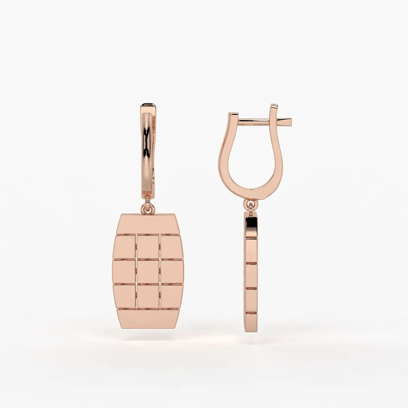 Tressel Grid Drop Hoop Earrings