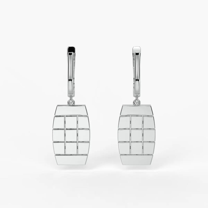 Tressel Grid Drop Hoop Earrings