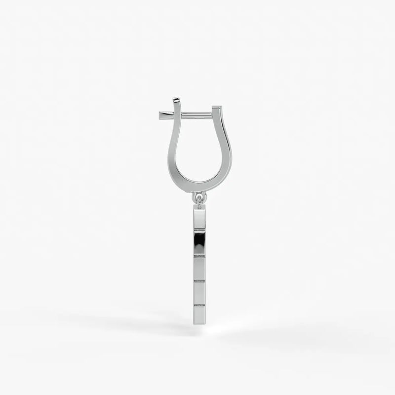 Tressel Grid Drop Hoop Earrings