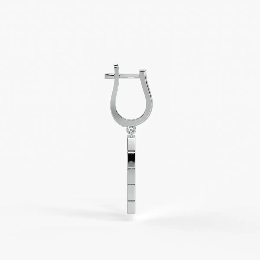 Tressel Grid Drop Hoop Earrings
