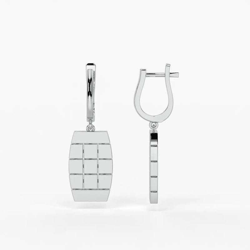 Tressel Grid Drop Hoop Earrings