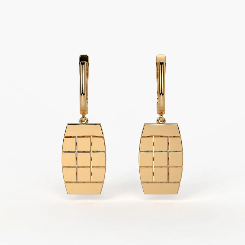 Tressel Grid Drop Hoop Earrings