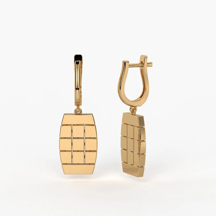 Tressel Grid Drop Hoop Earrings