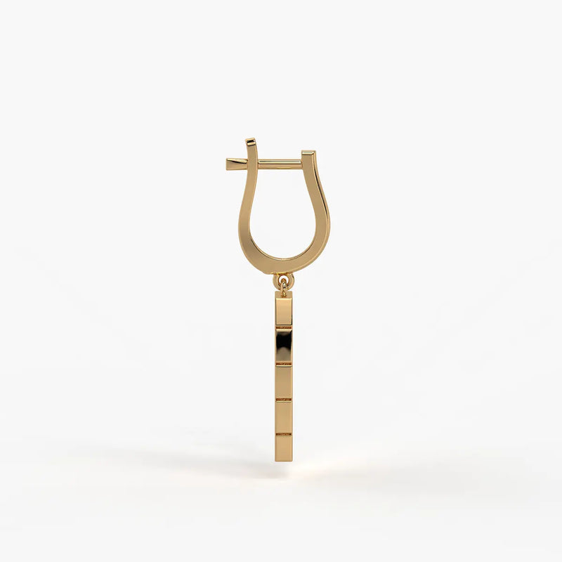 Tressel Grid Drop Hoop Earrings