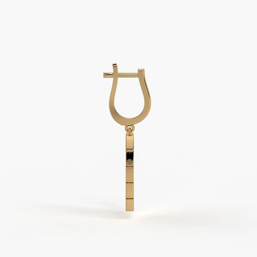 Tressel Grid Drop Hoop Earrings