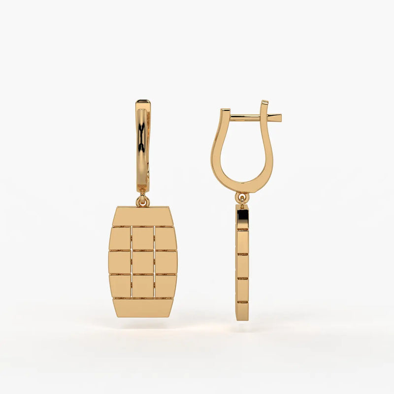 Tressel Grid Drop Hoop Earrings