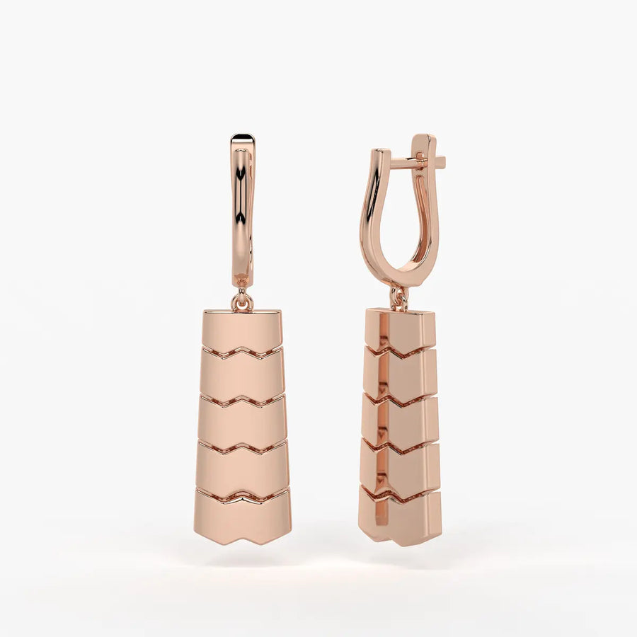 Chevrona Tier Drop Hoop Earrings