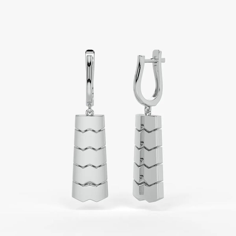 Chevrona Tier Drop Hoop Earrings