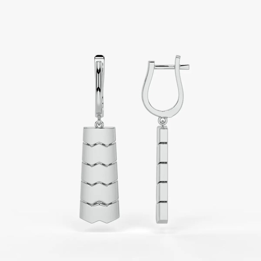 Chevrona Tier Drop Hoop Earrings