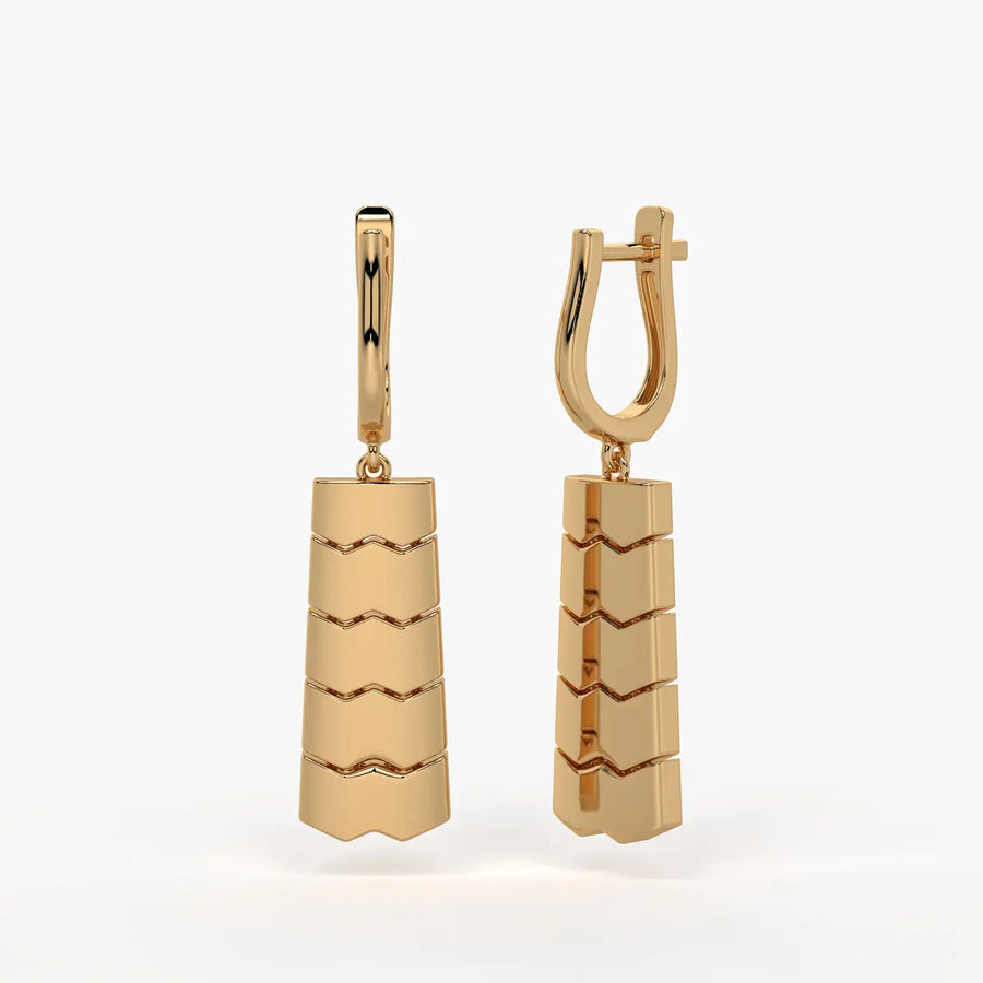 Chevrona Tier Drop Hoop Earrings