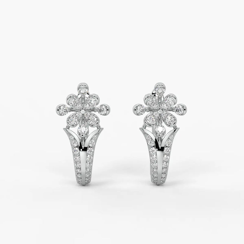 Florisse Round Diamond Bloom Hoop Earrings