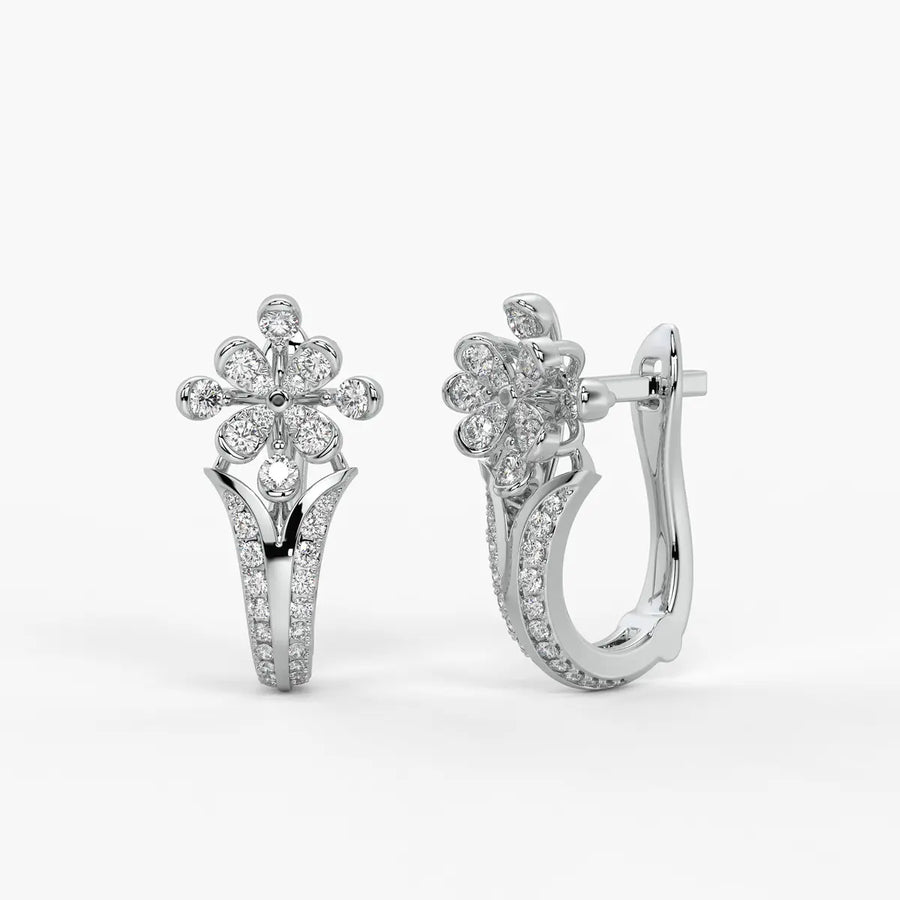 Florisse Round Diamond Bloom Hoop Earrings