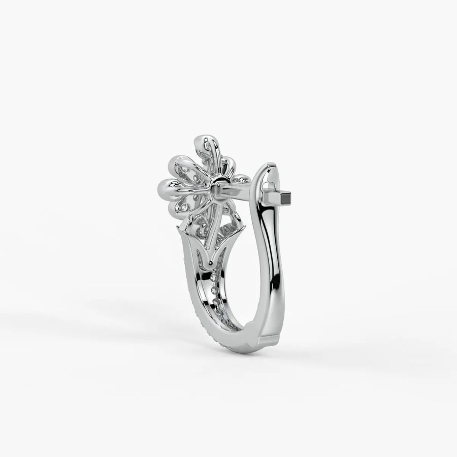 Florisse Round Diamond Bloom Hoop Earrings