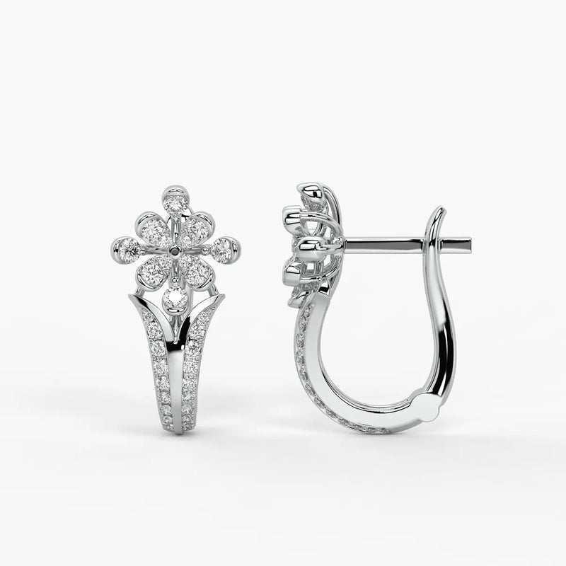 Florisse Round Diamond Bloom Hoop Earrings