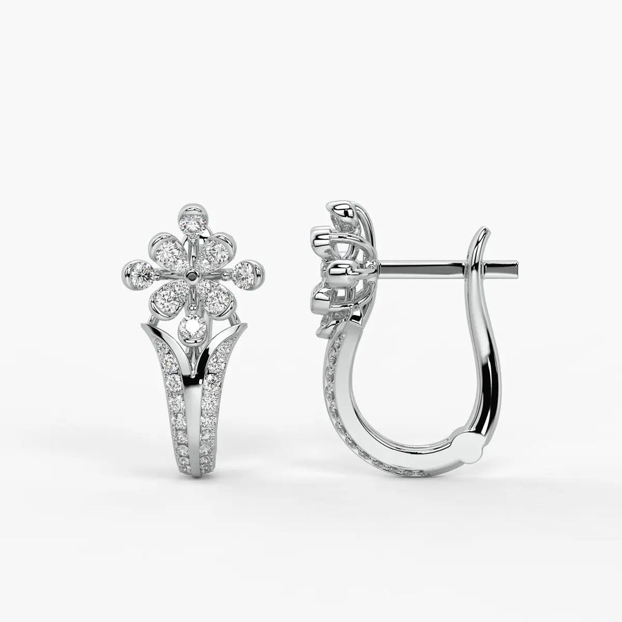 Florisse Round Diamond Bloom Hoop Earrings